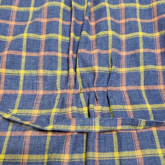 Toad&CO Re-Form Flannel Shirtdress Navy Blue Plaid Button Front Sz Small Casual - Picture 13 of 13